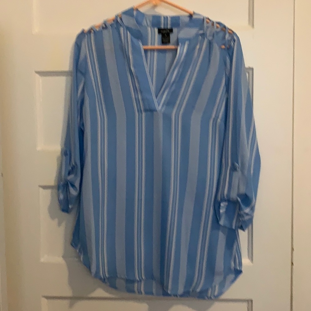 Rue21 blue and white stripe blouse